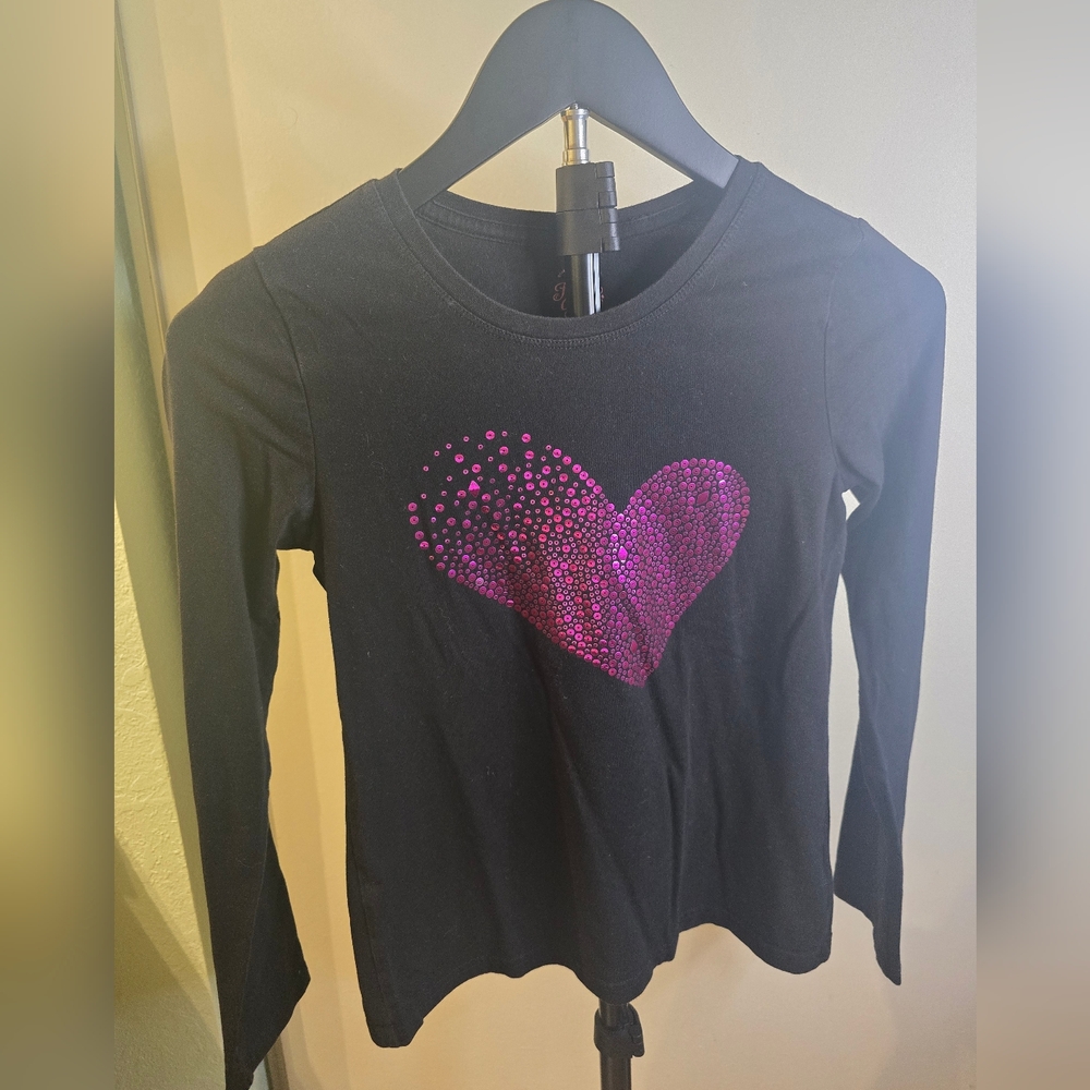 Faded Glory Black Long Sleeve with Pink Heart